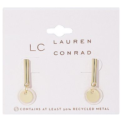 LC Lauren Conrad Gold Tone Bar Post Shell Mini Drop Earrings