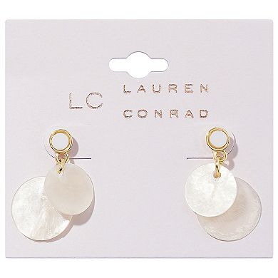 LC Lauren Conrad Gold Tone White Shaky Shells Mini Drop Earrings