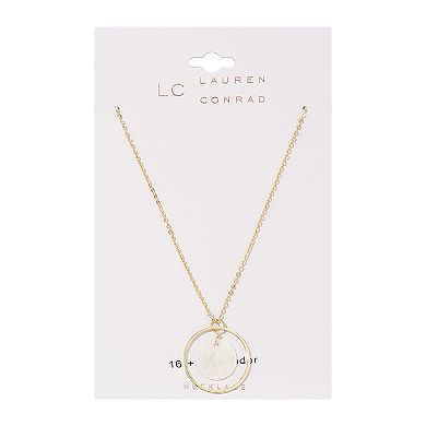 LC Lauren Conrad Gold Tone Shell & Ring Pendant Necklace