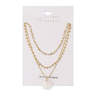 LC Lauren Conrad Gold Tone 3-Row Multi-Pendant Necklace