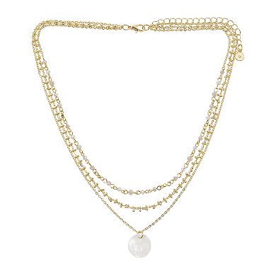 LC Lauren Conrad Gold Tone 3-Row Multi-Pendant Necklace
