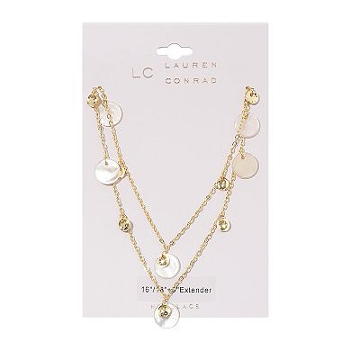 LC Lauren Conrad Gold Tone 2-Row White Shell Charms Necklace