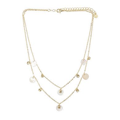LC Lauren Conrad Gold Tone 2-Row White Shell Charms Necklace