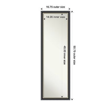 Theo Black Silver Wood Non-beveled On The Door Mirror Full Length Mirror