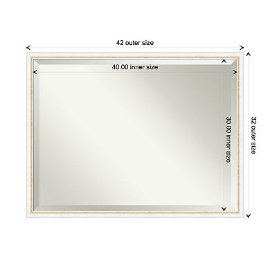 Morgan White Gold Beveled Wood Framed Bathroom Wall Mirror