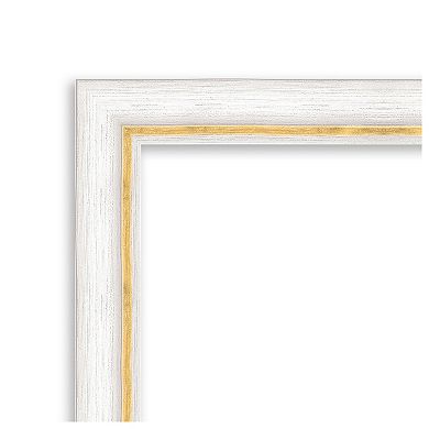 Morgan White Gold Beveled Wood Framed Bathroom Wall Mirror