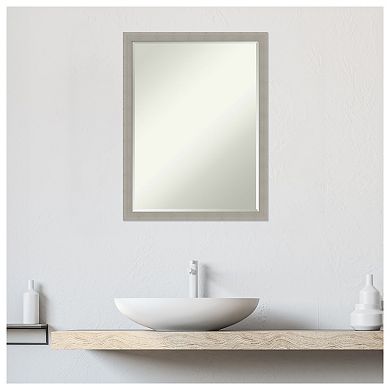 Woodgrain Stripe Petite Bevel Wood Bathroom Wall Mirror