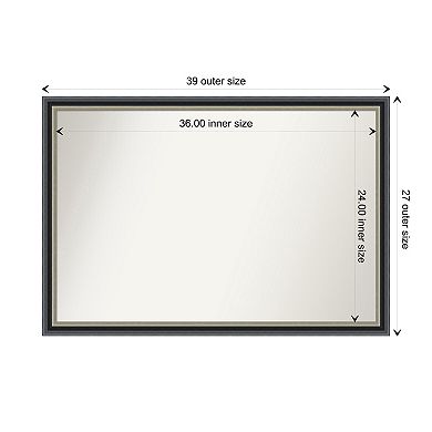 Theo Black Silver Non-beveled Wood Bathroom Wall Mirror