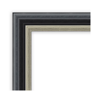 Theo Black Silver Non-beveled Wood Bathroom Wall Mirror