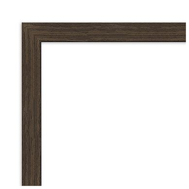 Woodgrain Stripe Beveled Wood Framed Bathroom Wall Mirror