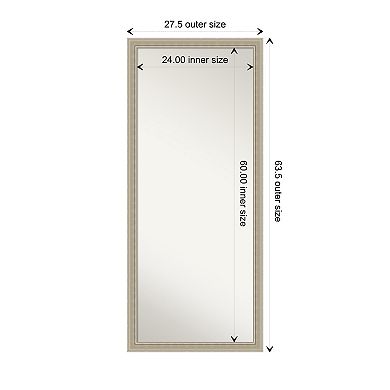 Mezzo Silver Wood Non Beveled Full Length Floor Leaner Mirror