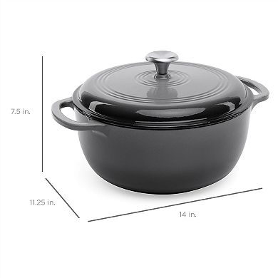 6 Quart Large Enamel Cast-iron Dutch Oven Kitchen Cookware