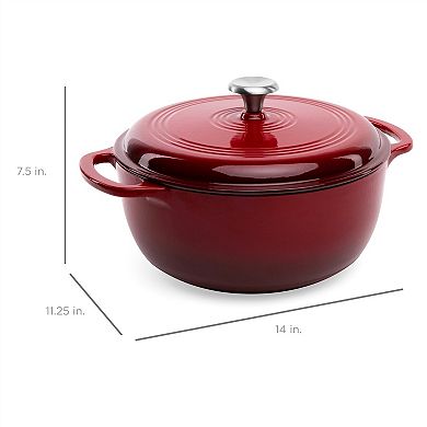 6 Quart Large Enamel Cast-iron Dutch Oven Kitchen Cookware