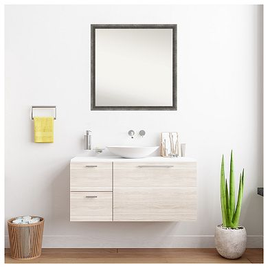 Burnished Concrete Narrow Non-beveled Wood Bathroom Wall Mirror