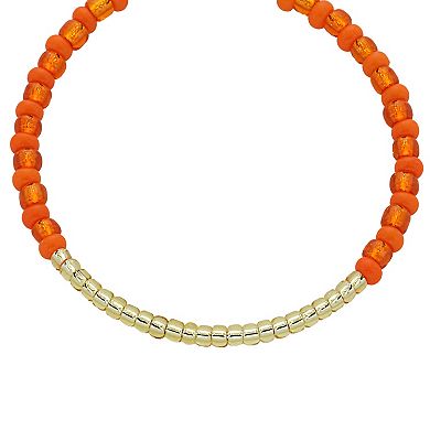 PANNEE BY PANACEA Gold Tone Orange & Gold Beaded Hoop Earrings