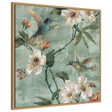 Birds Of A Feather Floral Ii By Renee Campbell Framed Canvas Wall Art Print