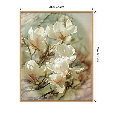 Vintage Inspired Magnolias By Brooke T. Ryan Framed Canvas Wall Art Print
