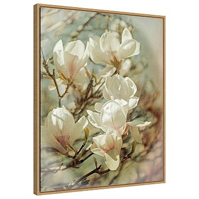 Vintage Inspired Magnolias By Brooke T. Ryan Framed Canvas Wall Art Print