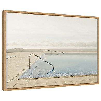Offseason Swimming Pool By Robert Steinkopff Framed Canvas Wall Art Print