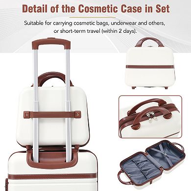 Merax 4-piece Hardshell Luggage Set And Cosmetic Case Spinner Suitcase