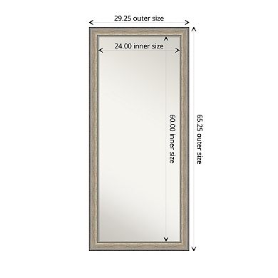 Fleur Silver Wood Non Beveled Full Length Floor Leaner Mirror