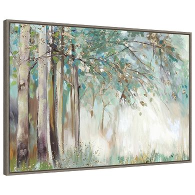 Silver Tree Leaves By Allison Pearce Framed Canvas Wall Art Print