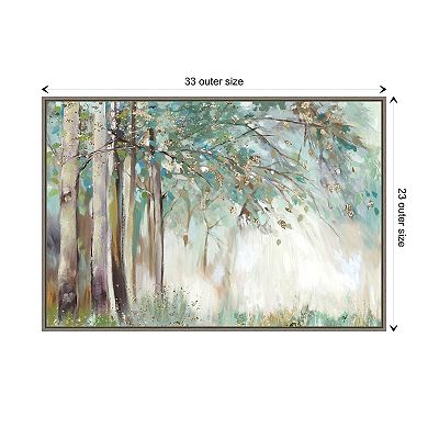 Silver Tree Leaves By Allison Pearce Framed Canvas Wall Art Print