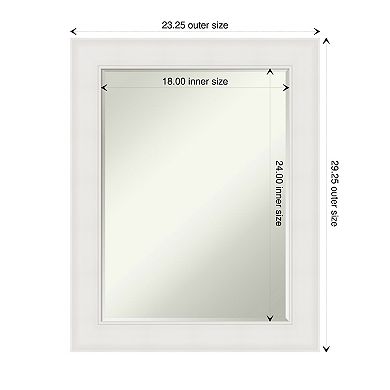 Textured White Petite Bevel Bathroom Wall Mirror