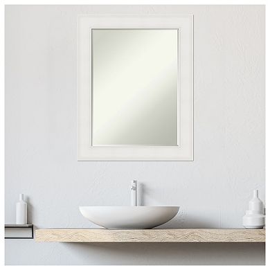 Textured White Petite Bevel Bathroom Wall Mirror