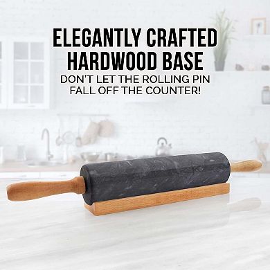 Zulay Kitchen 17-inch Marble Rolling Pin With Stand