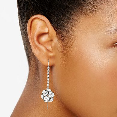 Simply Vera Vera Wang Silver Tone Crystal Ball Threader Drop Earrings