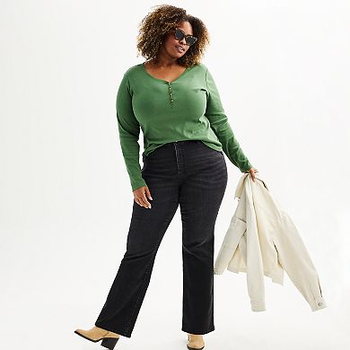 Plus Size Sonoma Goods For Life® Ribbed Long Sleeve Henley