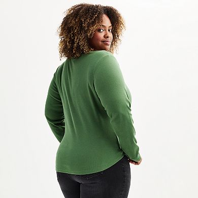 Plus Size Sonoma Goods For Life® Ribbed Long Sleeve Henley