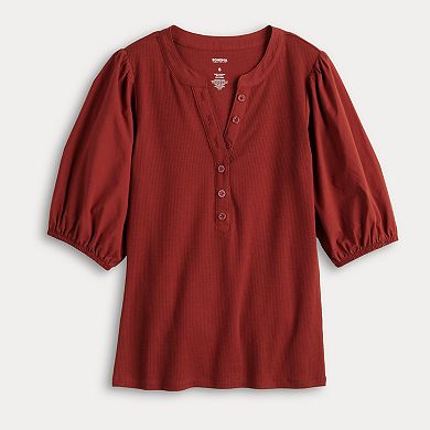 Women's Sonoma Goods For Life® Ribbed Puff Sleeve Henley