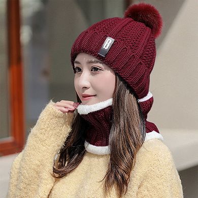 Women's, Winter Beanie Hat And Scarf Set Warm Knitting Skull Cap