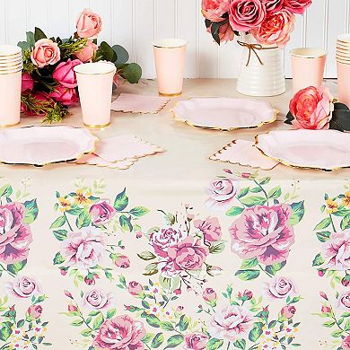 Pink Rose Tablecloth For Wedding Decorations (54 X 108 In, 3 Pack)