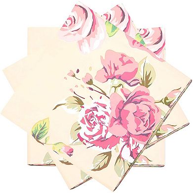 Pink Rose Tablecloth For Wedding Decorations (54 X 108 In, 3 Pack)