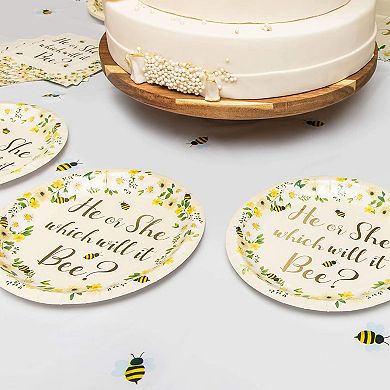 Bee Paper Plates For Gender Reveal Party (7 In, 48 Pack)