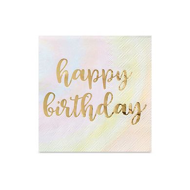 Rainbow Pastel Party Decorations, Happy Birthday Tie Dye Napkins (5 In, 50 Pack)