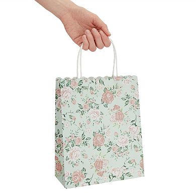 24 Pack Medium Floral Paper Gift Bags With Handle For Birthday Party 10x8x4 In