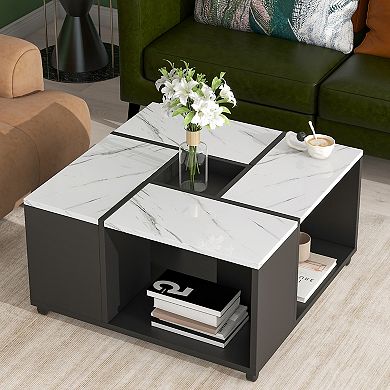 Merax Modern 2-layer Coffee Table with Casters