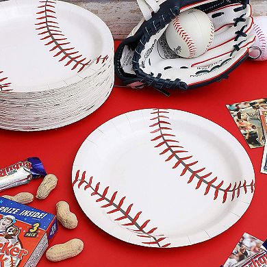 80 Pk Paper Baseball Party Plates For Kids Birthday, Team Party, 9 In