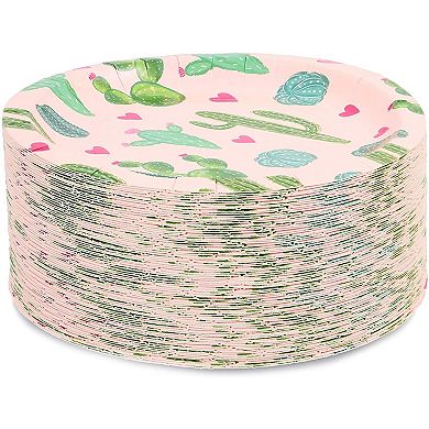 80pcs Cactus Fiesta Themed Disposable Paper Plates 7" For Kids Birthday Party