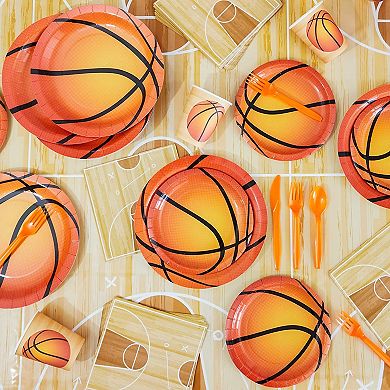 Basketball Paper Plates For Sports Party (7 In, 80 Pack)