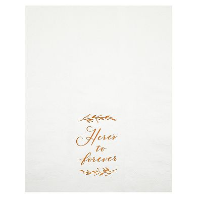 100 Pack White Wedding Napkins With Rose Gold Foil, 3-ply, 4x8 In