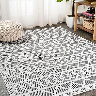 Aylan High-low Pile Knotted Trellis Geometric Indoor/outdoor Area Rug