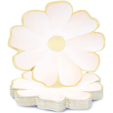 Flower Party Supplies With Paper Plates, Napkins, Cups, Cutlery, Serves 24