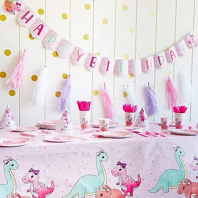 Dinosaur Party Decorations For Girl's Birthdays, Plastic Tablecloth (3 Pcs)