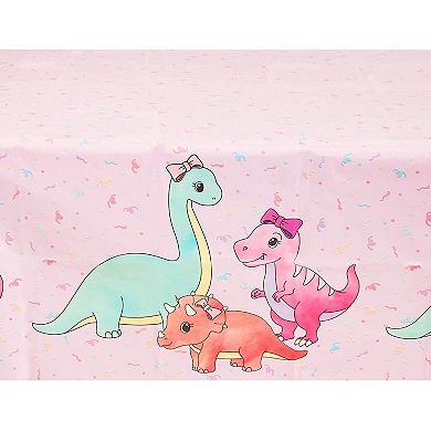 Dinosaur Party Decorations For Girl's Birthdays, Plastic Tablecloth (3 Pcs)