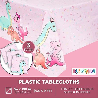 Dinosaur Party Decorations For Girl's Birthdays, Plastic Tablecloth (3 Pcs)